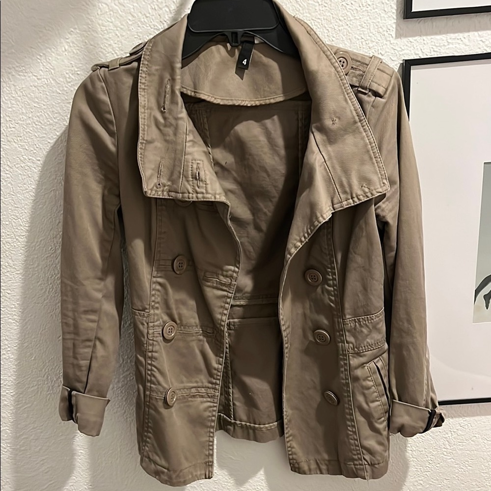 Women's Tan Double-Breasted Jacket